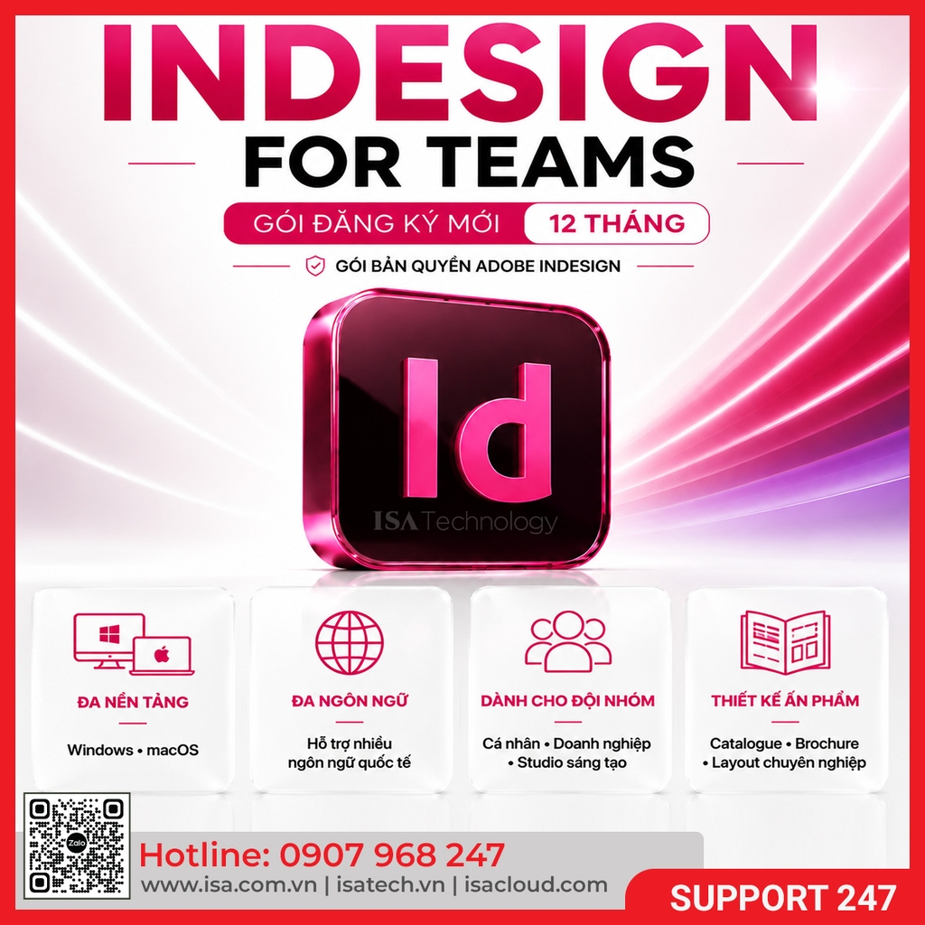 Phần mềm InDesign for teams ALL Multiple Platforms Multi Asian Languages Subscription New 12 months