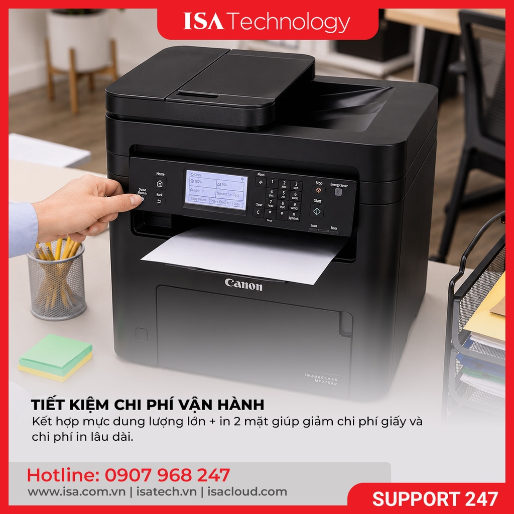 Máy in Canon MF275dw | In 2 Mặt, Scan, Copy, Fax, ADF, Wifi – Chính Hãng ISA Technology