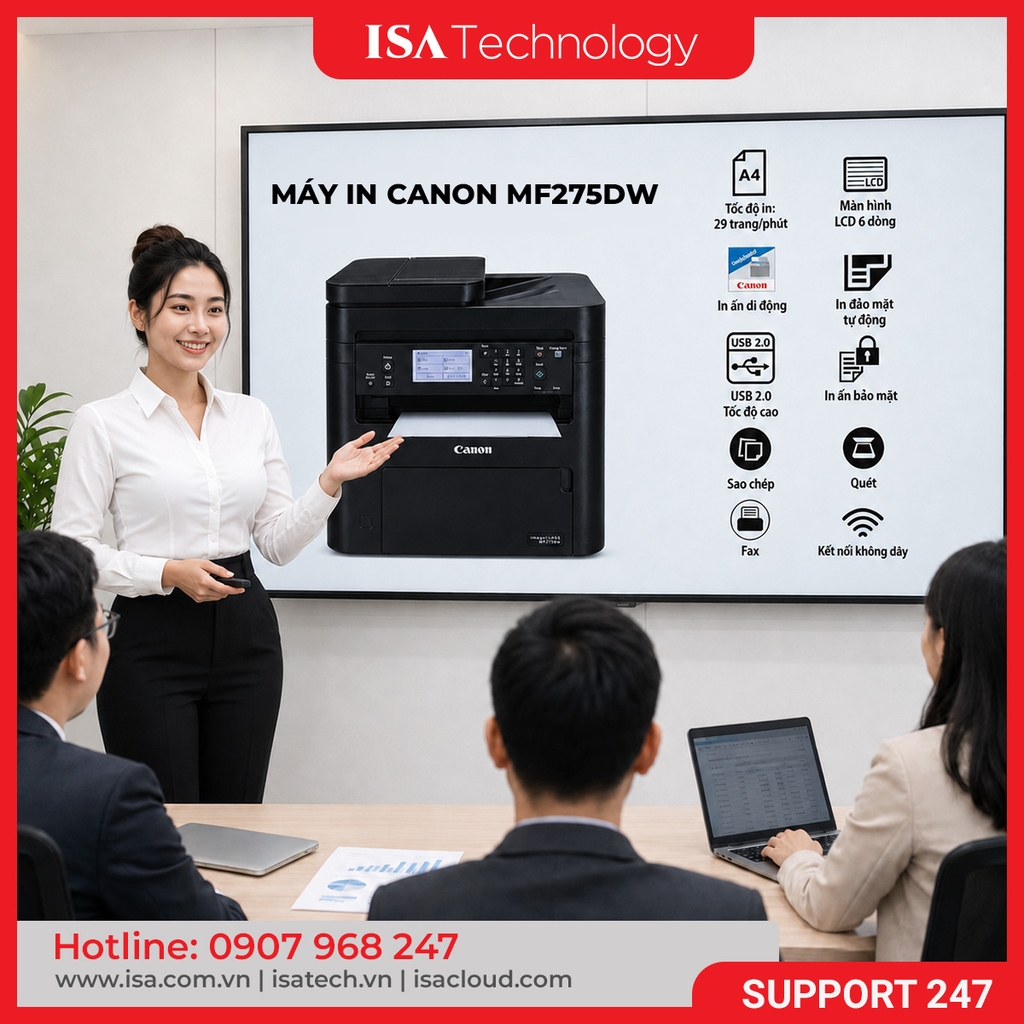 Máy in Canon MF275dw | In 2 Mặt, Scan, Copy, Fax, ADF, Wifi – Chính Hãng ISA Technology