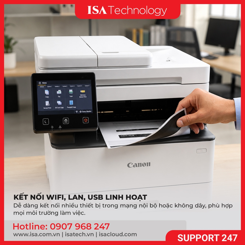 Máy in Canon MF453dw Laser đa chức năng In Scan Copy, Duplex tự động, WiFi, ADF 50 tờ, 4 trang/phút