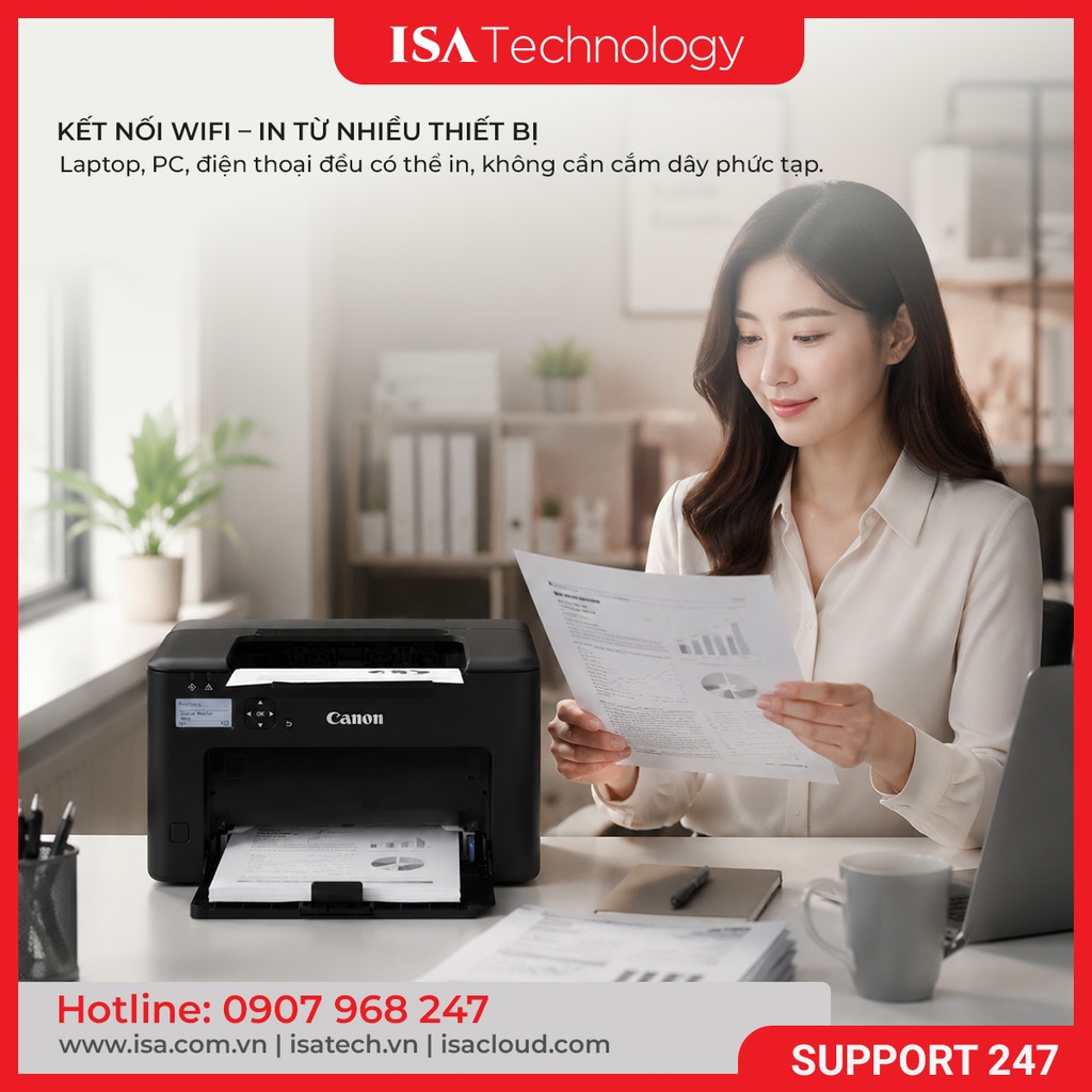 Máy in laser đen trắng Canon LBP122DW (A4/A5/ Đảo mặt/ USB/ WIFI)