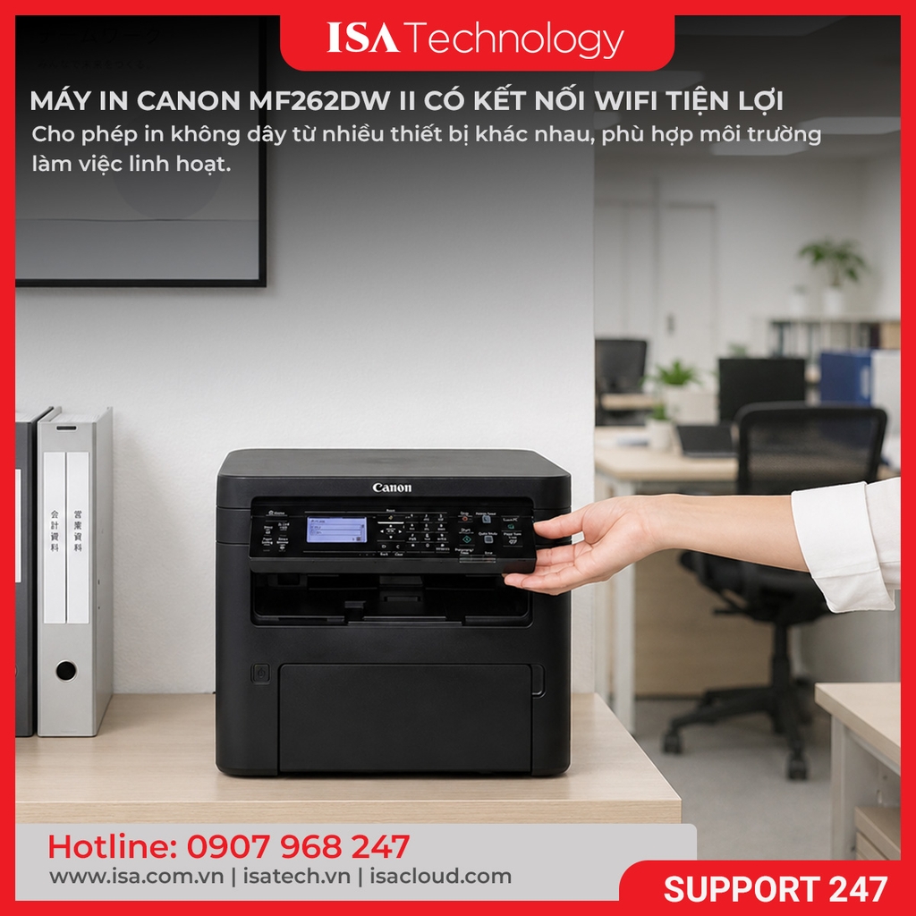 Máy In Laser Đa Chức Năng Canon MF262dw II (In, Scan, Copy, In Đảo Mặt, USB, Wifi, 24ppm)