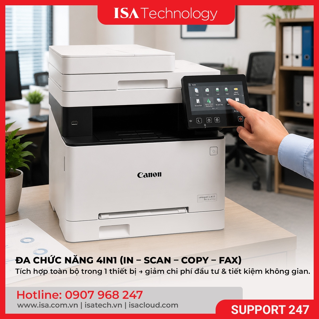 Máy in laser đa năng màu Canon MF645Cx ( A4 | A5 | USB | LAN | WIFI | In đảo mặt | Copy | Scan đảo mặt | Fax 2 mặt )