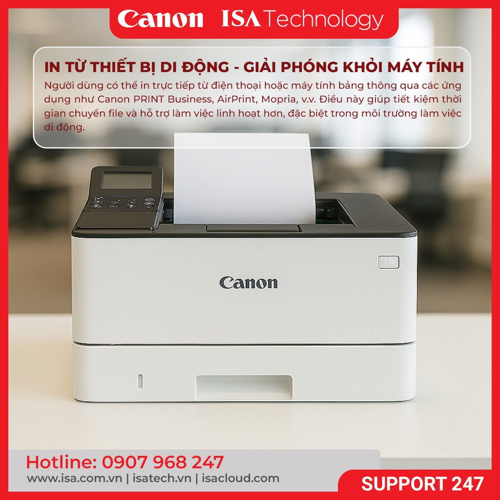 Máy in Laser trắng đen đa năng Canon LBP243DW in đảo mặt A4 A5 USB LAN WIFI