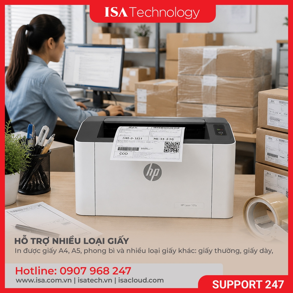 Máy in Laser đen trắng HP 107a 4ZB77A (In, A4, USB)