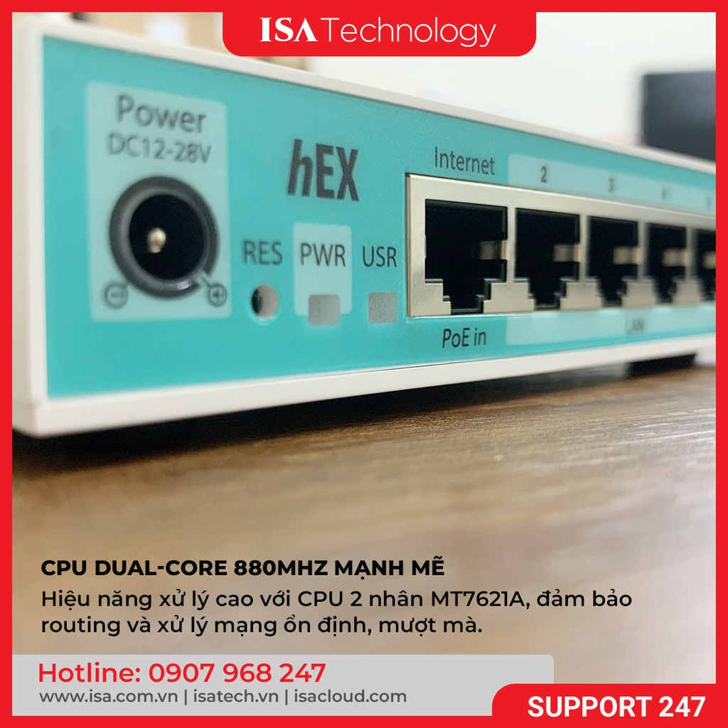Thiết bị cân bằng tải router MikroTik RB750Gr3 (hEX) chịu tải 80 - 100 user ổn định hệ thống mạng