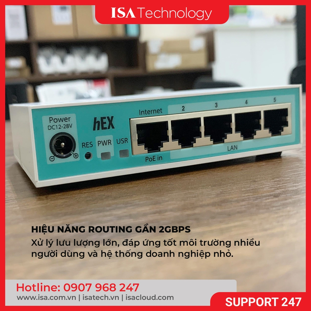 Thiết bị cân bằng tải router MikroTik RB750Gr3 (hEX) chịu tải 80 - 100 user ổn định hệ thống mạng