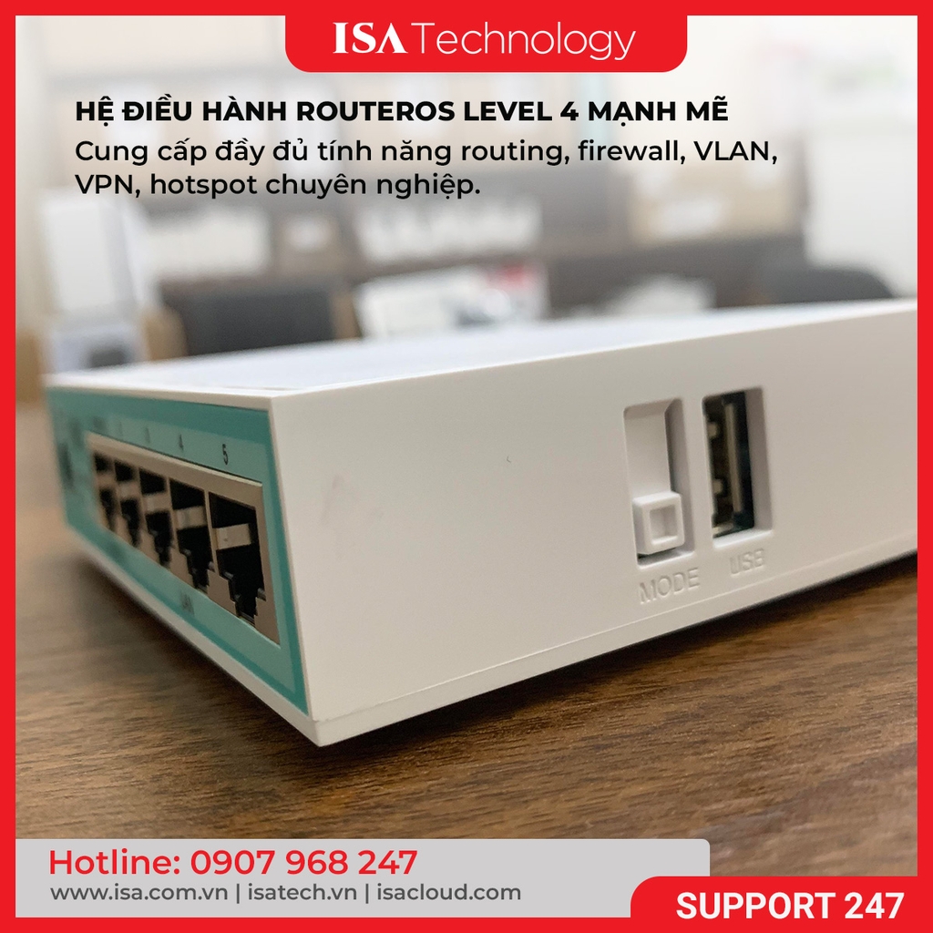 Thiết bị cân bằng tải router MikroTik RB750Gr3 (hEX) chịu tải 80 - 100 user ổn định hệ thống mạng
