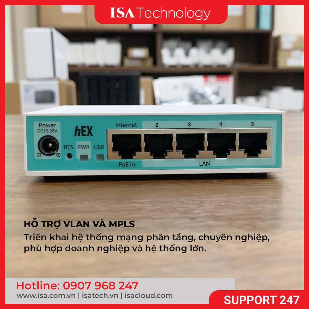 Thiết bị cân bằng tải router MikroTik RB750Gr3 (hEX) chịu tải 80 - 100 user ổn định hệ thống mạng