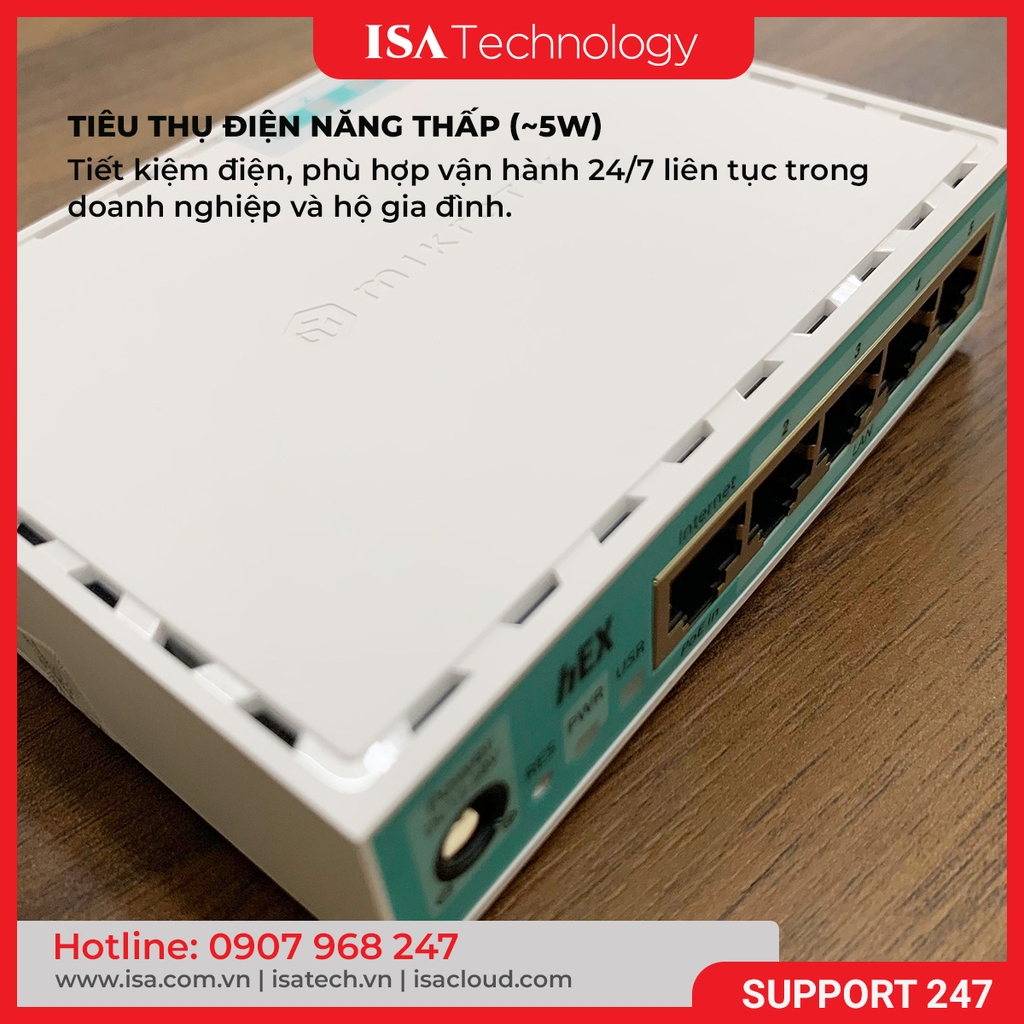 Thiết bị cân bằng tải router MikroTik RB750Gr3 (hEX) chịu tải 80 - 100 user ổn định hệ thống mạng
