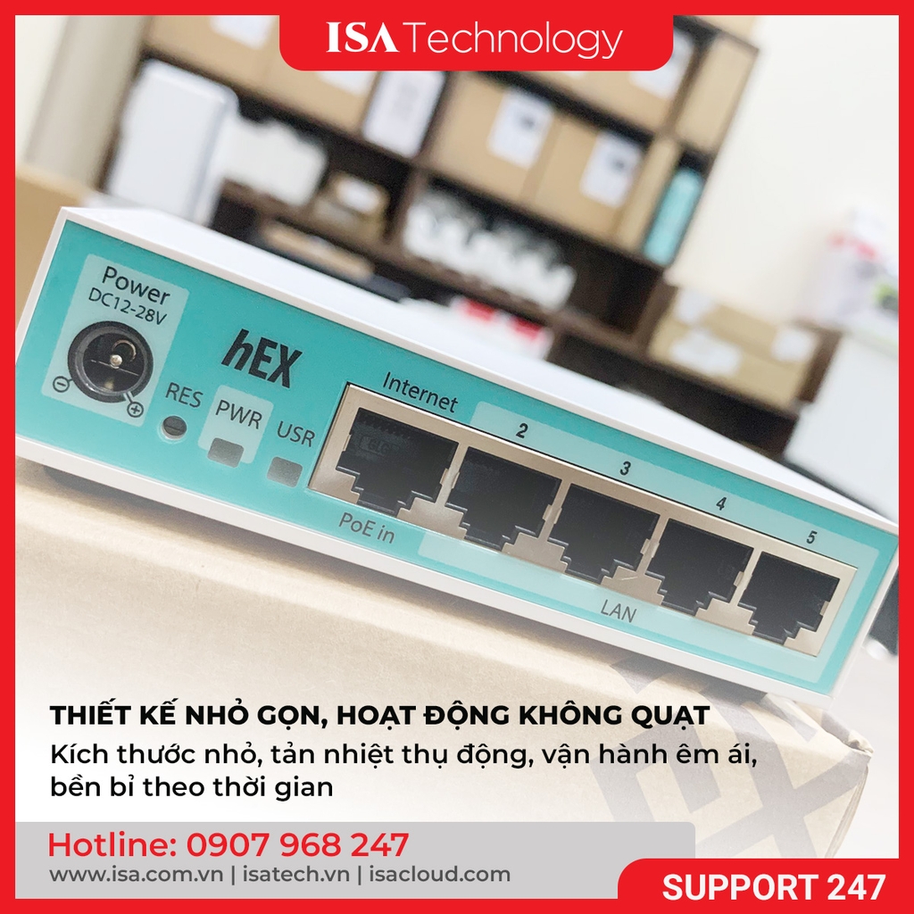 Thiết bị cân bằng tải router MikroTik RB750Gr3 (hEX) chịu tải 80 - 100 user ổn định hệ thống mạng
