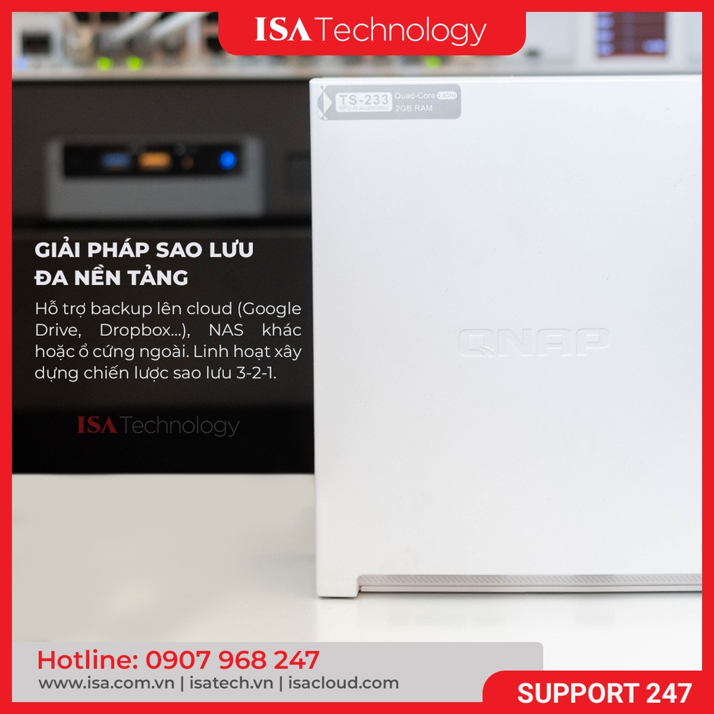 Thiết bị lưu trữ mạng NAS QNAP TS-233 | 2 khay ổ cứng ram 2GB