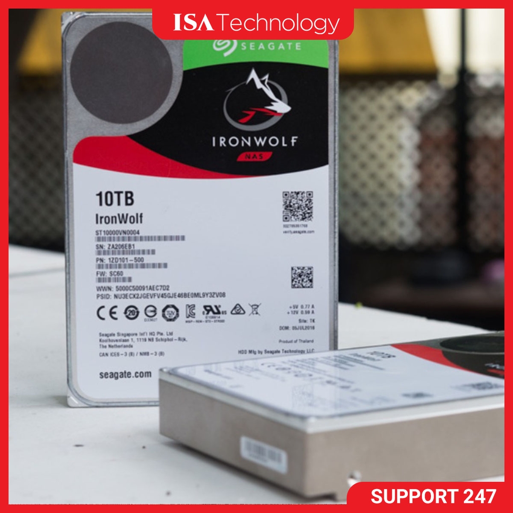 Ổ cứng HDD NAS Seagate IronWolf 10TB – 3.5 inch, 7200 RPM, SATA, 256MB Cache, Chuyên dụng cho NAS