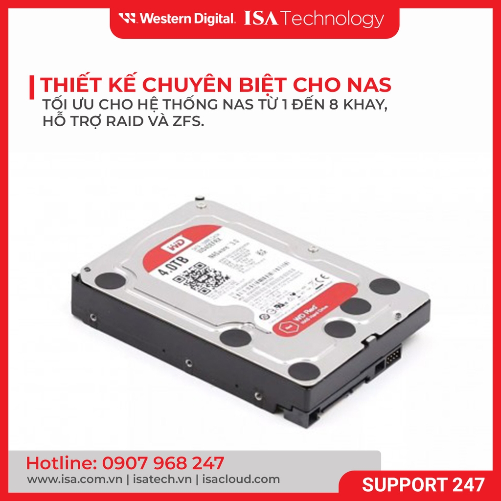 Ổ cứng Western Digital Red Plus 4TB 3.5 inch 256MB Cache 5400RPM WD40EFPX
