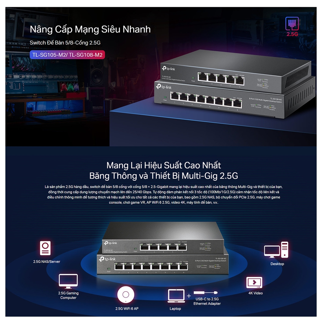 Switch 5 Port 2.5GbE TP-Link TL-SG105-M2