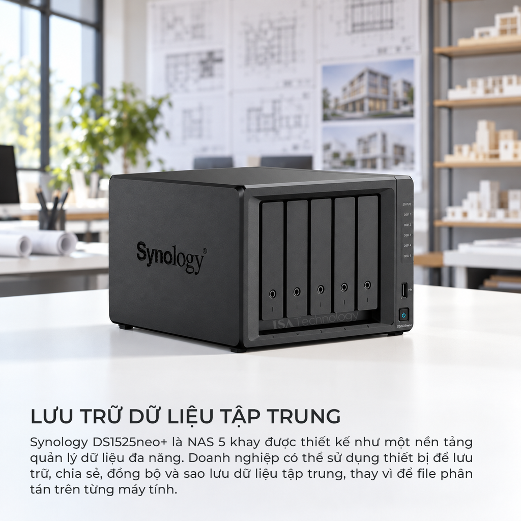 Thiết bị lưu trữ Nas Synology DS1525neo+ 5 bay