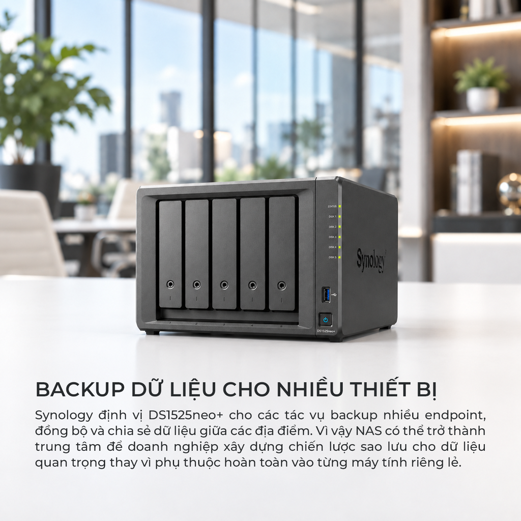 Thiết bị lưu trữ Nas Synology DS1525neo+ 5 bay
