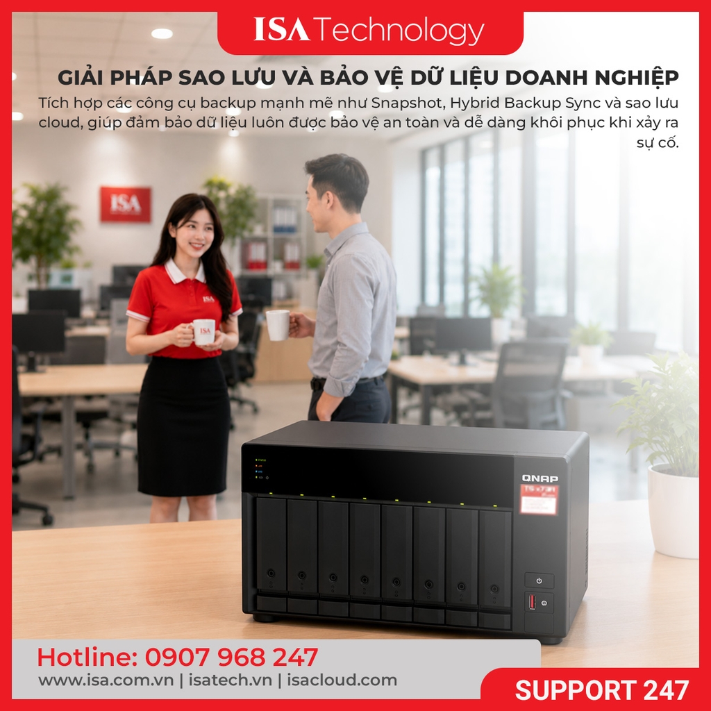 Thiết bị lưu trữ mạng NAS QNAP TS-873A-8G | 8 khay ổ cứng RAM 8G nâng cấp tối đa 64GB