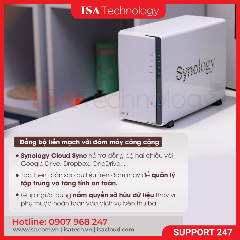Thiết bị lưu trữ Nas Synology DS223J - 2bay ổ cứng