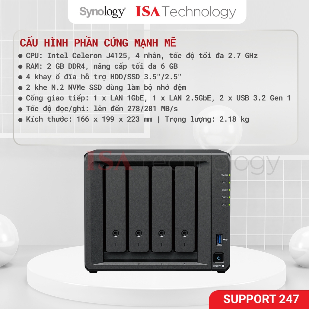Thiết bị lưu trữ NAS Synology DS425+ 4 - bay ổ cứng