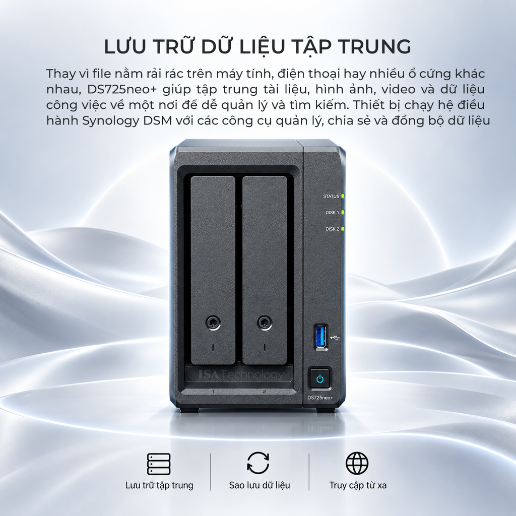 Thiết bị lưu trữ Nas Synology DS725neo+ 2 bay