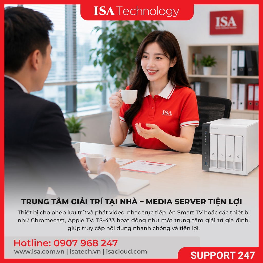 Thiết bị lưu trữ mạng NAS QNAP TS-433-4G | 4 bay ổ cứng 4GB RAM