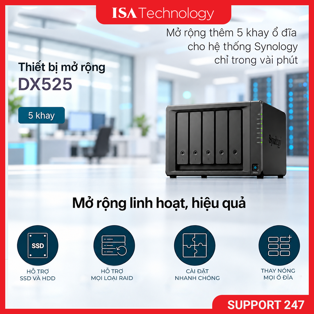 Thiết bị mở rộng Synology DX525 5-bay  hàng chính hãng tại ISA Technology