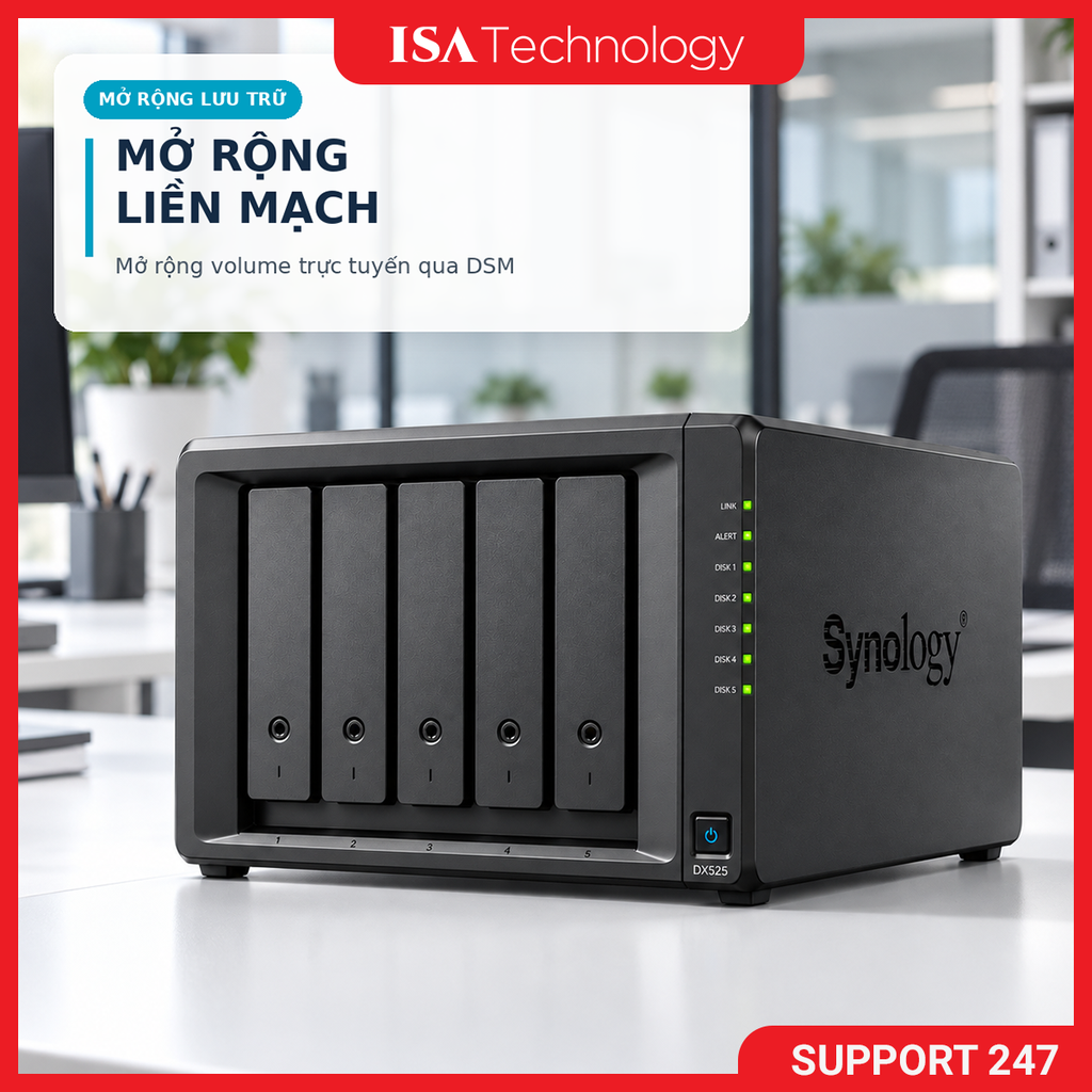 Thiết bị mở rộng Synology DX525 5-bay  hàng chính hãng tại ISA Technology