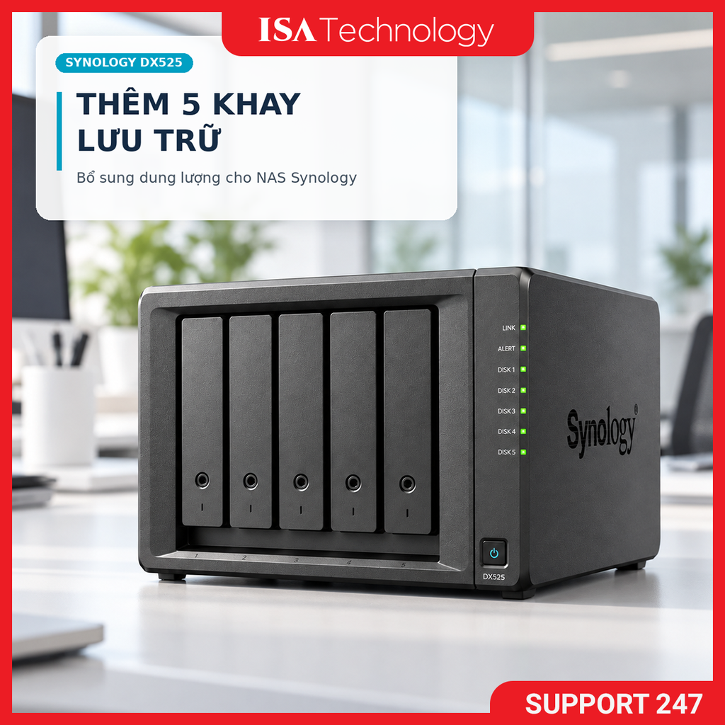 Thiết bị mở rộng Synology DX525 5-bay  hàng chính hãng tại ISA Technology