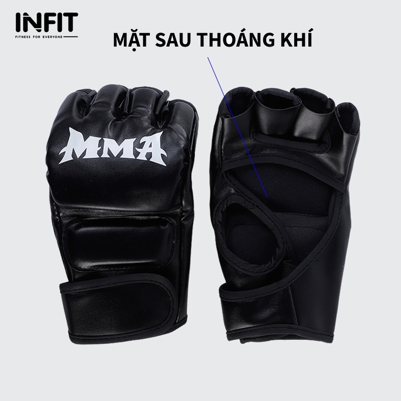 Găng Tay MMA Hở Ngón Đấm Boxing Da PU cao cấp
