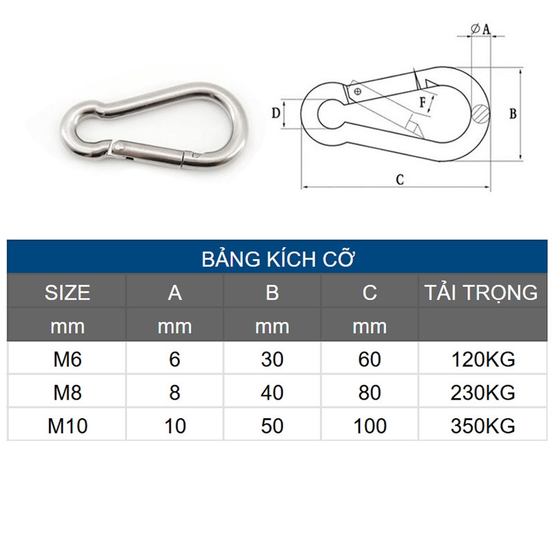 Móc Khóa An Toàn INOX 304 Treo Bao Đấm Boxing