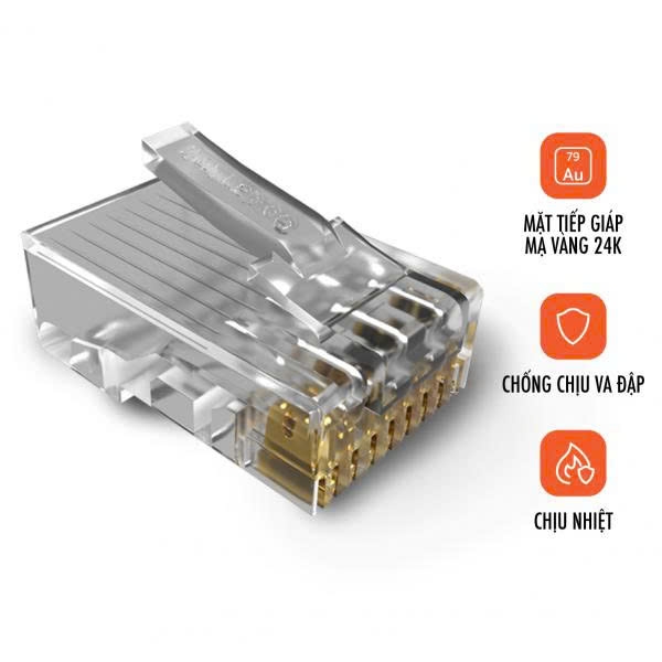 Combo 100 Hạt mạng RJ45 Cat6 TP Golden Link P8-001TW-Hàng chính hãng