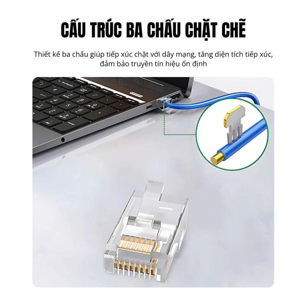 Veggieg Combo 102 Hạt mạng RJ45 xuyên thấu Cat6 Veggieg V-E011vỏ nhựa trong suốt
