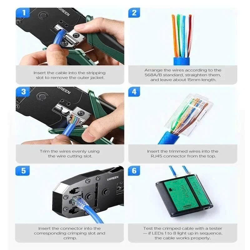 Ugreen Kìm bấm mạng RJ45 RJ11 UGREEN 35971 NW304 tích hợp dao tuốt vỏ