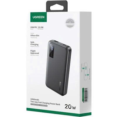 Sạc dự phòng có dây Ugreen 25742 PB311 10000mAh Slim sạc nhanh 2 chiều, PD 20W, PD 3.0, LED hiển thị