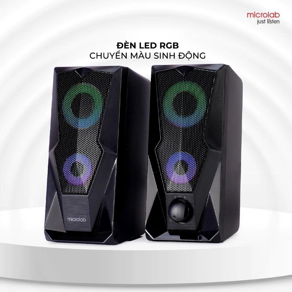 Loa vi tính Microlab B27 2.0 - LED Đổi màu , Jack 3.5mm ( Công suất 10w) - Chính Hãng Bảo Hành 12 Tháng