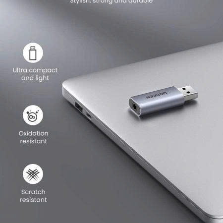 Ugreen Đầu đổi  USB 2.0 sang audio 3.5mm Ugreen 80864 dành cho tai nghe điện thoại máy tính