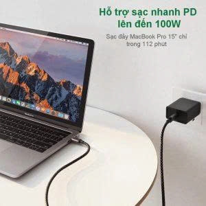 Ugreen Cáp sạc nhanh Type C 100W Ugreen 70428 US316 dài 1.5M 110W PD 5A dây dù