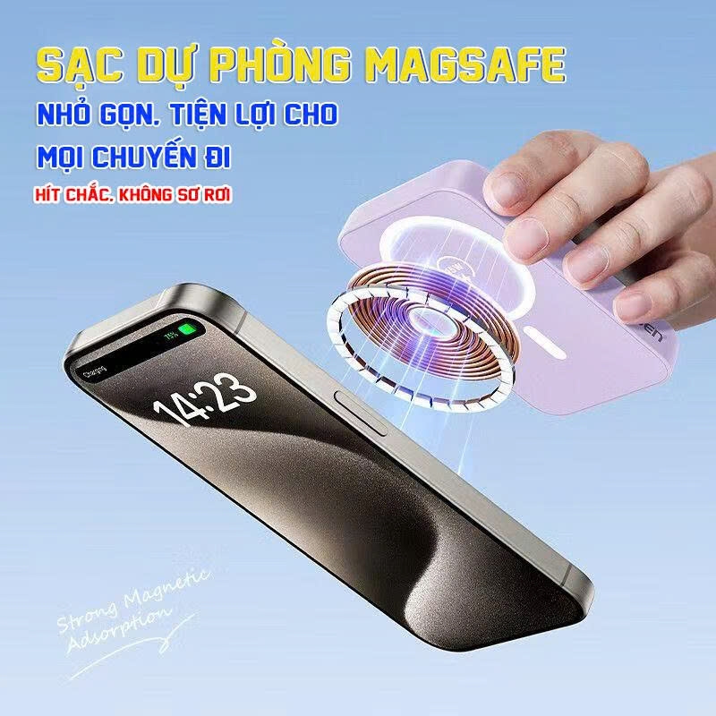Sạc dự phòng không dây Pisen Quick TP D111 PowerMag 20W 10000mAh màu trắng