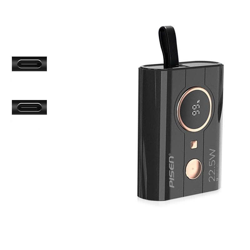 Sạc dự phòng có dây Pisen Quick PowerLink Tiny 22.5W 10000mAh TP D30 10000mAh màu cáp type C màu đen