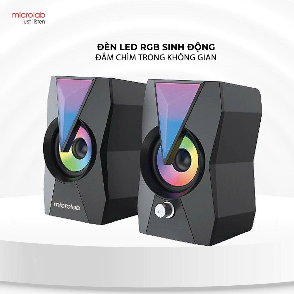 Loa Máy Tính Mini Microlab B22 Led, Công Suất 6W, Kết Nối 3.5mm, Nguồn USB, Loa Gaming