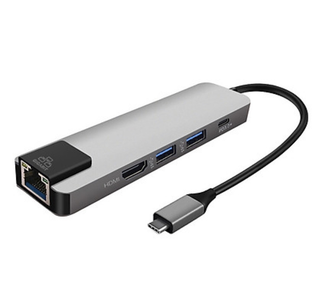 Cáp chuyển Type C(USB 3.1) 5 trong 1 tốc độ cao 4K HDMI/ RJ45 10/100