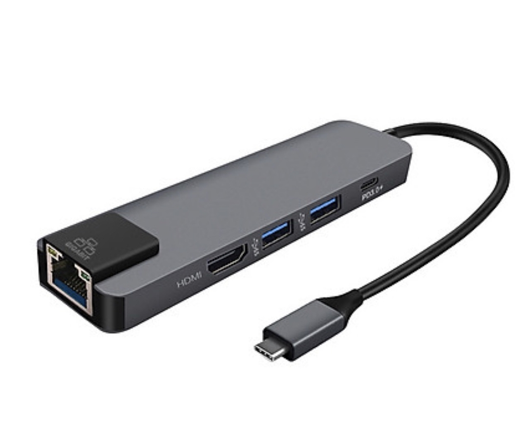 Cáp chuyển Type C(USB 3.1) 5 trong 1 tốc độ cao 4K HDMI/ RJ45 10/100