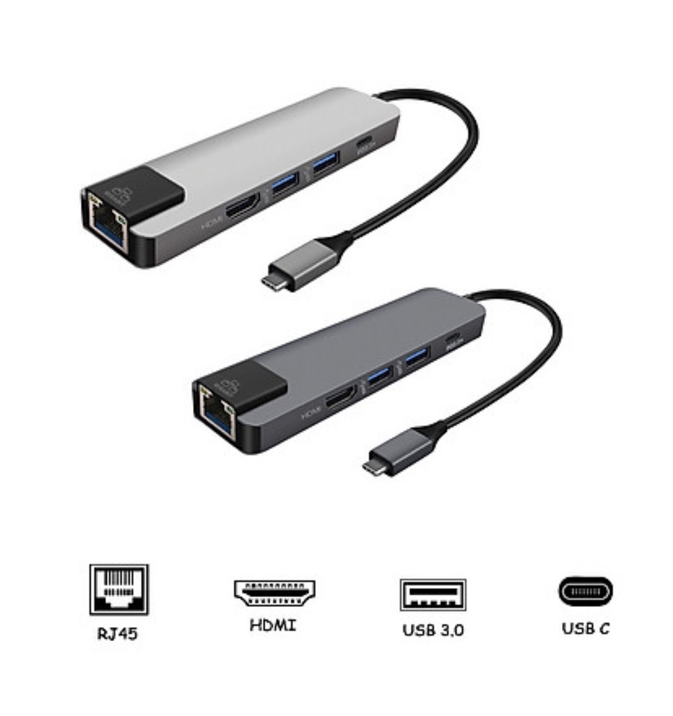 Cáp chuyển Type C(USB 3.1) 5 trong 1 tốc độ cao 4K HDMI/ RJ45 10/100