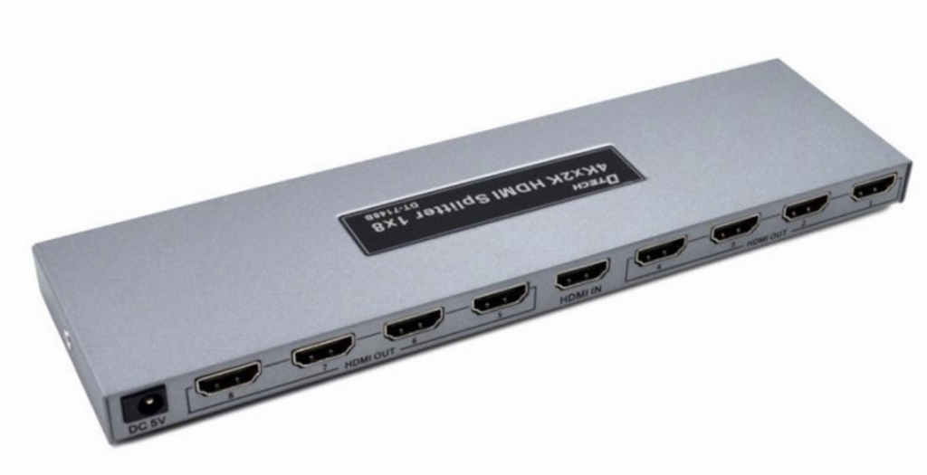 Bộ chia HDMI 1 sang  8 DTECH DT-7148B màu xám vỏ kim loại