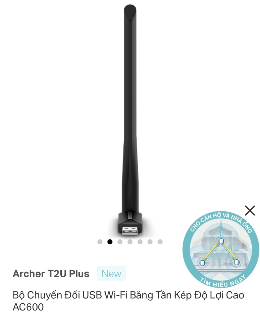 USB thu Wi Fi Băng Tần Kép Tốc độ Cao TP LINK AC600 T2U Plus -Hàng chính hãng