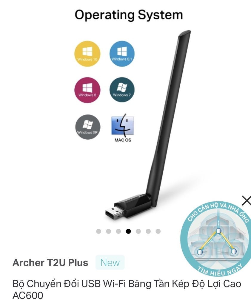 USB thu Wi Fi Băng Tần Kép Tốc độ Cao TP LINK AC600 T2U Plus -Hàng chính hãng