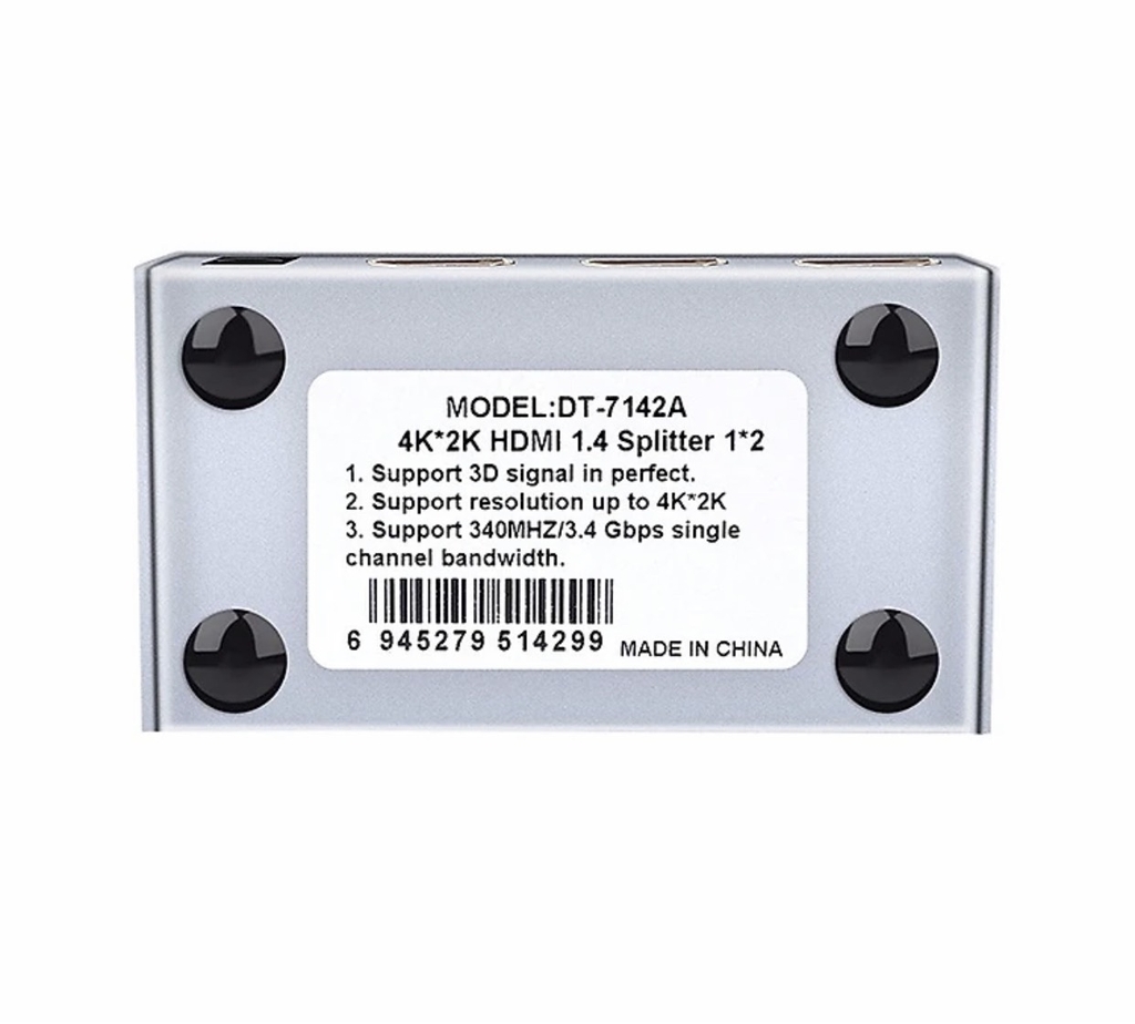 Bộ chia HDMI 1 ra 2 4K x 2K Dtech DT-7142A(ms) màu xám vỏ kim loại