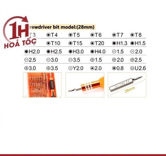 Jakemy Bộ vít đa năng 33 in 1 Jakemy JM 8111-Có cây nhíp kèm, cây nối dài cây vặn.