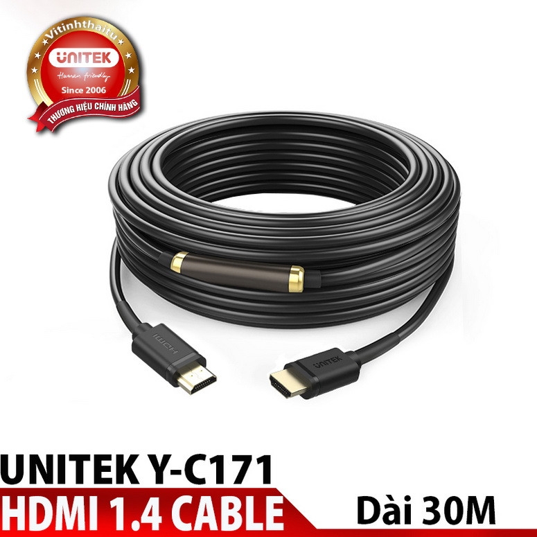 Cáp HDMI sang HDMI dài 30M Unitek YC 171- Hàng chính hãng